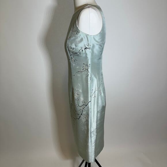 Ann Taylor 100% Silk Mint Green Floral Sleeveless Sheath Dress Womens Size 2 - Picture 5 of 12